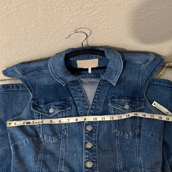 PAIGE Jaxsyn Blue Denim Mini Dress with cap sleeve EUC size 10 - Picture 9 of 11